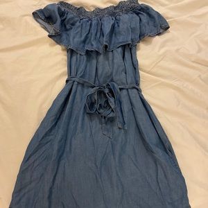 Worn Once Jean Blue Summer Dress with Tie-Waist